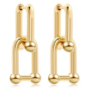 Gold Paperclip Link Earrings